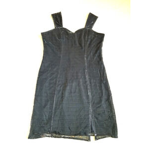 VINTAGE Y2K Womens Dress-COQUETA-USA-grey metallic knit lined sheath babydoll-16